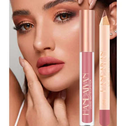 2 In 1 Lip Gloss Lip Liner Pencil Set Liquid Matte Lipstick 24 Hours Water Resistant Lip Tint Korean Lip Ink Makeup For Women - Image 6