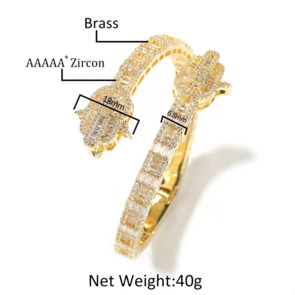 Uwin Hand Bracelet Prong Setting Bling Cubic Zirconia Baguette Cz Cuff Bangle Luxury Gift For Women Hip Hop Jewelry - Image 2