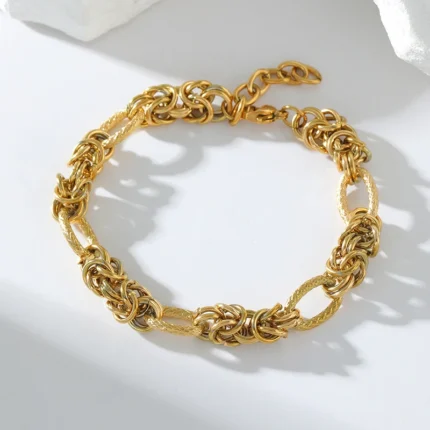 EILIECK 316L Stainless Steel Twisted Bracelet Bangles For Women Trendy 18K Gold Plated Wrist Chain Waterproof Jewelry Gift Party - Image 3