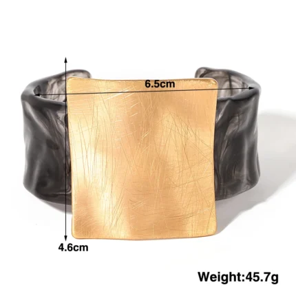 ALLYES Fashion Geometric Square Matte Metal Acrylic Open Bangle for Women Personality Simple Wide Bracelets Party Jewelry Gifts - Image 6