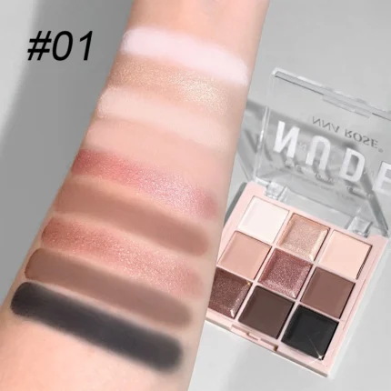 9-Color Eyeshadow Palette with Fine Glitter, Shimmer, Matte, Milk Tea Shades; Mini, Daily Use, Student-Friendly Makeup - Image 4