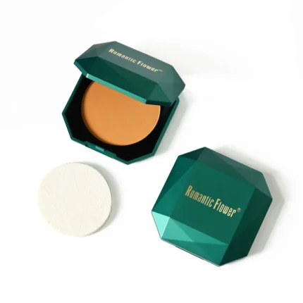 Dark powder with mirror puff, matte face foundation setting powder, long lasting concealer waterproof makeup - Image 3