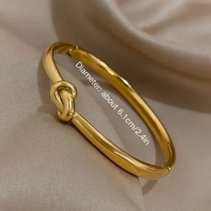 Simple Thin Stainless Steel Knotted Bangle Bracelets for Women Men Unisex Gold Color Cuff Waterproof Stackable Jewelry Gifts - Image 6