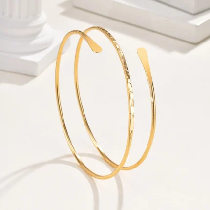 Upper Arm Cuff Bracelet for Women, Minimalist Gold Plated Armband Statement Party Armlets Jewelry - Image 4