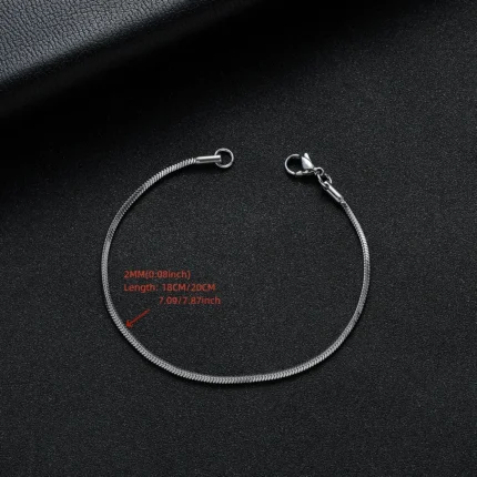 New Arrival Width 2MM 316L Stainless Steel Square Snake Chain Bracelet Fashion Party Gifts Jewelry for Men and Women 18/20CM - Image 6