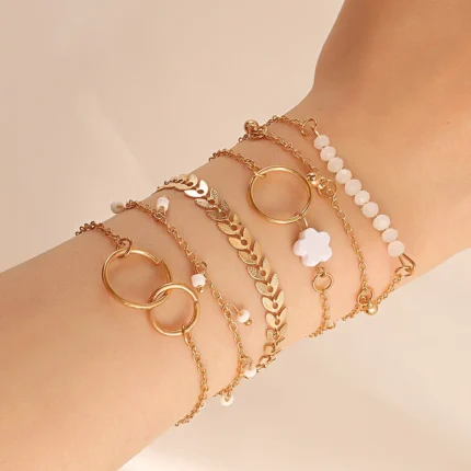 5Pcs Set Gold/Silver Color Fashion Charm Bracelet Women Retro Glossy Geometric Metal Twist Chain Bangles Bracelet Set Jewelry - Image 34