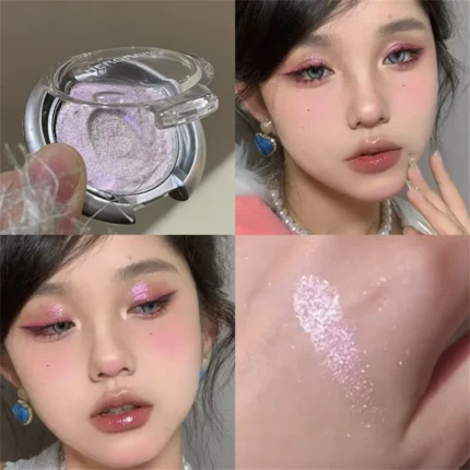 Smoky Pearl Glitter Eyeshadow Green Black Purple Shimmer Silkworm Highlight Creamy Monochrome Eye Shadow Matte Palette Makeup - Image 8