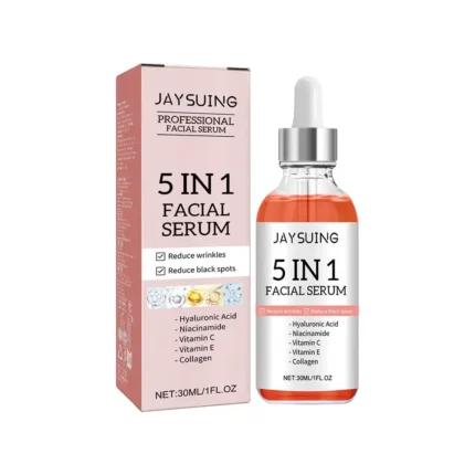 5 In 1 Facial Serum Fade Fine Lines Firming Skin Shrink Pores Moisturizing Brightning Vitamin C Hyaluronic Acid Face Serum 30ml - Image 8