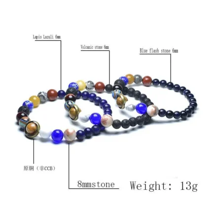 Women Men Natural Stone 10 Planets Braclet Noter Universe Solar System Bracelet Best Friends Gift For Him/Her Yoga Bileklik - Image 6