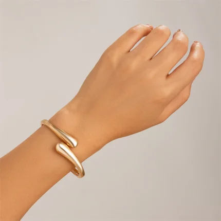 Wide Metal Bangle Ring for Women Gold and Silver Color Chunky Waterdrop Open Wrist Cuff Thick Irregular Twisted Bracelet Jewelry - Image 7
