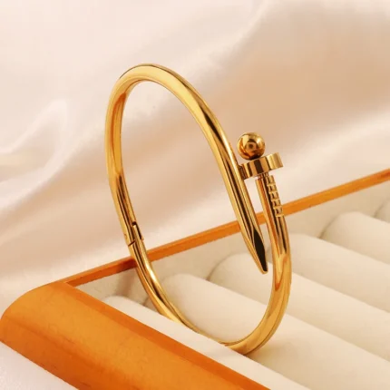 Fashion Nails Stainless Steel Round Bead Bangle Bracelets For Women Couples Holiday Gift Bracelets Party Daily Jewelry - Image 4