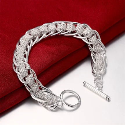 Noble 925 Sterling Silver Square Solid Chain Bracelet For Women Men Charm Party Gift Wedding Fashion Jewelry - Image 5