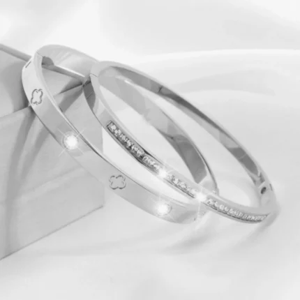 Htpwe Stainless Steel Zirconium Embossed Bracelet Set For Women 18k Gold Plated Couple Holiday Gift Bracelet Party Daily Jewelry - Image 16