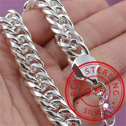 Noble 925 Sterling Silver Square Solid Chain Bracelet For Women Men Charm Party Gift Wedding Fashion Jewelry - Image 20