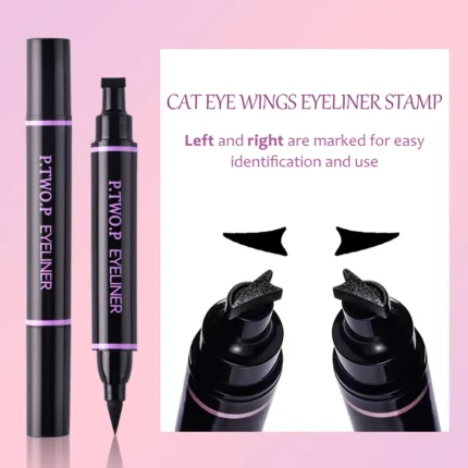 PTWOP 2 Pcs/Box Black Eyeliner Liquid Pencil Cat Eye Wings Eyeliner Stamp Waterproof Quick Drying Long Lasting for Eye Makeups - Image 5