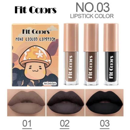 Cute Lipstick Set 3pcs/set Velvet Matte Waterproof Red Nude Black Lip Stick Tint Makeup Mini Lip Gloss Kit Plumping Lip Oil Set - Image 9