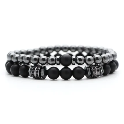 New In Unique Men Bracelet Set Luxury Black Zirconia Braclet Homme Natural Lava Tiger Eyes Stone Braslet Beaded Accessories Gift - Image 6
