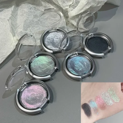 Smoky Pearl Glitter Eyeshadow Green Black Purple Shimmer Silkworm Highlight Creamy Monochrome Eye Shadow Matte Palette Makeup - Image 4