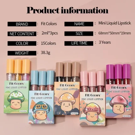 Cute Lipstick Set 3pcs/set Velvet Matte Waterproof Red Nude Black Lip Stick Tint Makeup Mini Lip Gloss Kit Plumping Lip Oil Set - Image 5