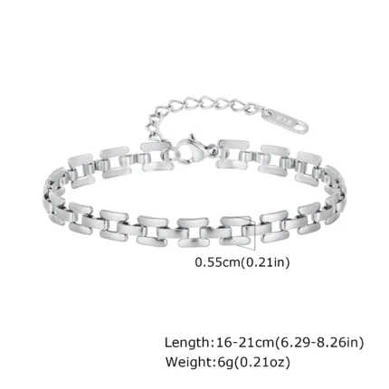 Square Hollow Link Chain Bracelet for Women, Watch Brand Style Stainlesss Steel Hypoallergenic Minimalist Jewelry - Image 8