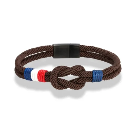 MKENDN Black Stainless Steel Square Knot Rope Bracelet Men Women Handmade Woven Double-Layer Design France Flag Couple Jewelry - Image 10