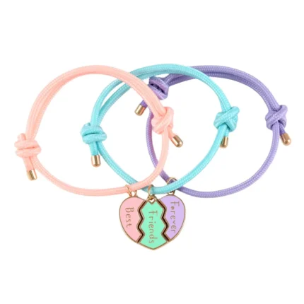 Lovecryst 3Pcs/set Heart-shaped Stitching Best Friend Forever Bracelet BFF Friendship Jewelry Gifts for Kids - Image 8