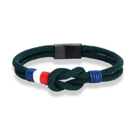MKENDN Black Stainless Steel Square Knot Rope Bracelet Men Women Handmade Woven Double-Layer Design France Flag Couple Jewelry - Image 9