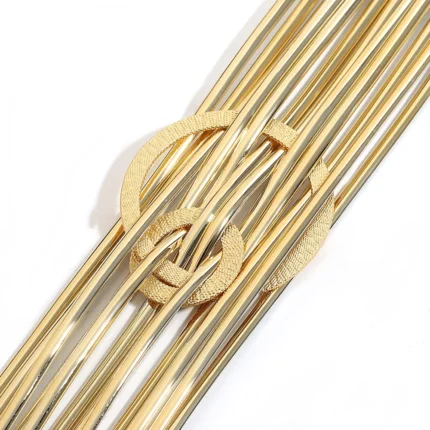 ALLYES Fashion Double Circle Metal PU Leather Bracelet for Women Exquisite Shiny Multilayer Wrap Wide Bracelets Party Jewelry - Image 20