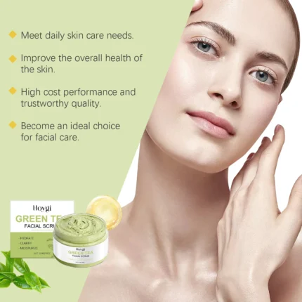 Green Tea Facial Scrub Deep Pore Cleansing Hydrating Blackhead Removal Dead Skin Gentle Exfoliating Scrub Skin Renewal Skin Care - Image 3