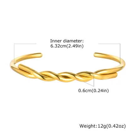 Vnox Chic Mobius Cuff Bangle Bracelets Women Men,Gold Color Waterproof Thin 4MM Stainless Steel Twisted Wristband Gift Jewelry - Image 9