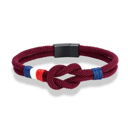 MKENDN Black Stainless Steel Square Knot Rope Bracelet Men Women Handmade Woven Double-Layer Design France Flag Couple Jewelry - Image 7
