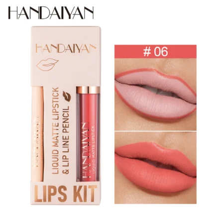 2 In 1 Lip Gloss Lip Liner Pencil Set Liquid Matte Lipstick 24 Hours Water Resistant Lip Tint Korean Lip Ink Makeup For Women - Image 15