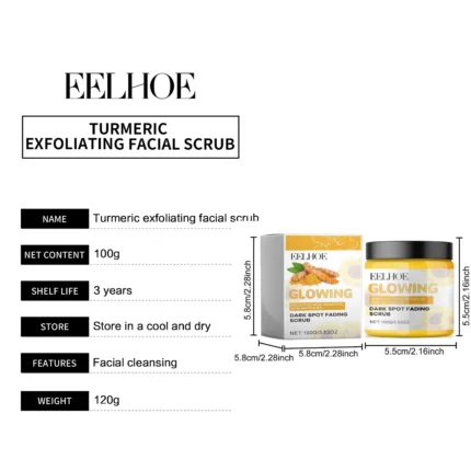 EELHOE Turmeric Scrub to Remove Dark Spots Lighten Skin Brightening Chloasma Remover Shrink Pores Smooth Exfoliating Face Scrub - Image 3
