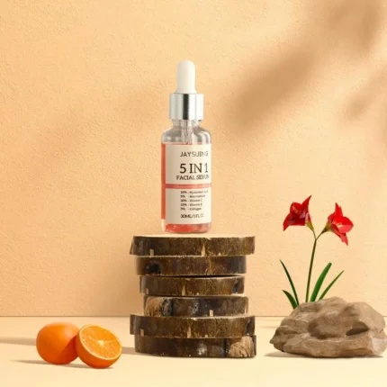 5 In 1 Facial Serum Fade Fine Lines Firming Skin Shrink Pores Moisturizing Brightning Vitamin C Hyaluronic Acid Face Serum 30ml - Image 13