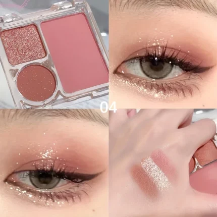 3-Color Blush&Eyeshadow Palette Compact & Pigmented Long-Lasting No Smudge No Fade Contour&Highlight Travel-Friendly Makeup Kit - Image 10