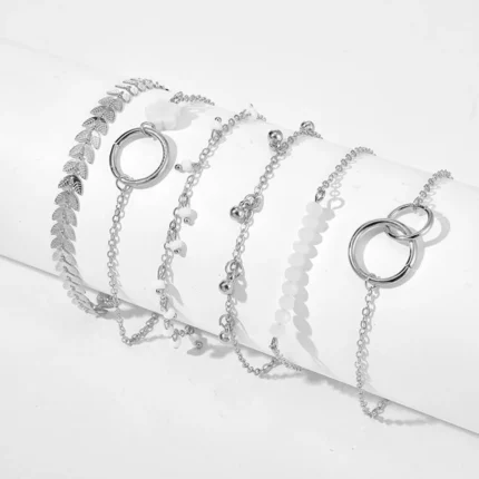5Pcs Set Gold/Silver Color Fashion Charm Bracelet Women Retro Glossy Geometric Metal Twist Chain Bangles Bracelet Set Jewelry - Image 11