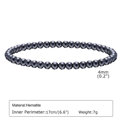 Vnox Stylish Black Triangle Beads Bracelets for Men Women, Stretch Unisex Gallstone Handmade Hematite Wristband Jewelry - Image 13