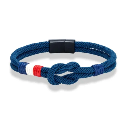MKENDN Black Stainless Steel Square Knot Rope Bracelet Men Women Handmade Woven Double-Layer Design France Flag Couple Jewelry - Image 8
