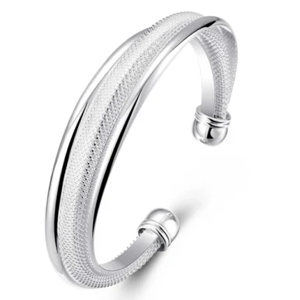 DOTEFFIL 925 Sterling Silver Large Reticulated Smooth Bangle Bracelet For Woman Man Wedding Engagement Jewelry - Image 6