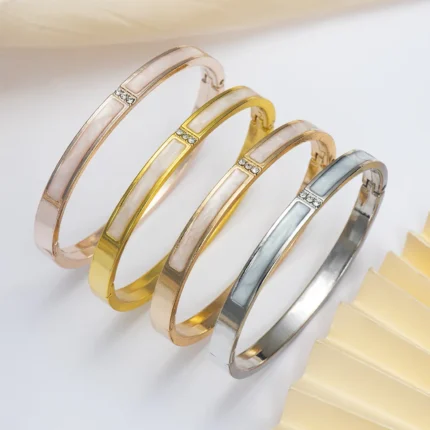 2024 Luxury Colorful Orange Enamel Bangles Bracelets for Women Party Gift Fashion Bangles Original Stainless Steel Jewelry - Image 21