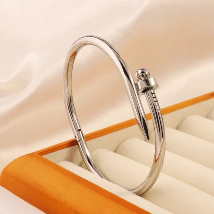 Fashion Nails Stainless Steel Round Bead Bangle Bracelets For Women Couples Holiday Gift Bracelets Party Daily Jewelry - Image 5