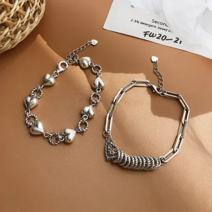 5Pcs Set Gold/Silver Color Fashion Charm Bracelet Women Retro Glossy Geometric Metal Twist Chain Bangles Bracelet Set Jewelry - Image 128