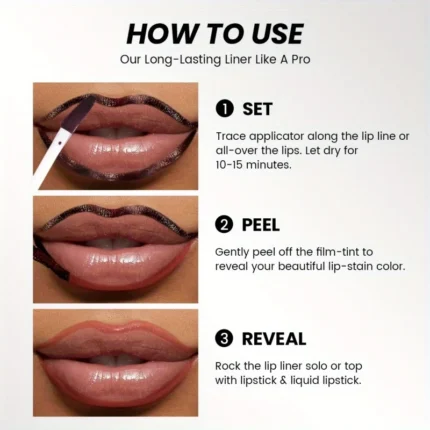 Rose Pink Peel Off Liquid Lipstick Waterproof Long Lasting LipGloss Matte Outline Contour Tattoo Lip Tear Pull LipLiner Cosmetic - Image 4