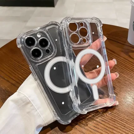 Luxury Magnetic Wireless Charge For Magsafe Case for iPhone 11 12 13 14 15 16 Pro Max Plus Transparent Shockproof Bumper Cover - Image 3