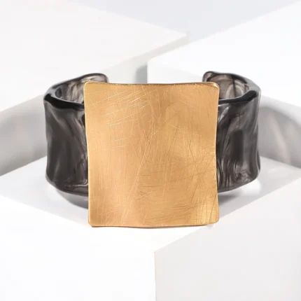 ALLYES Fashion Geometric Square Matte Metal Acrylic Open Bangle for Women Personality Simple Wide Bracelets Party Jewelry Gifts - Image 15