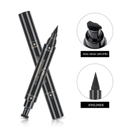 Eyeliner Pen With Eye Makeup Stamp, Waterproof Double Ended Long Lasting Heart Pentagram Moon Flower Shaped Eyeliner Stamp - Image 3
