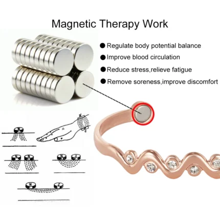 Vinterly Pure Copper Bracelets Magnetic Cubic Zirconia Adjustable Bangles Arthritis Health Magnet Jewelry Crystal Anti Radiation - Image 5