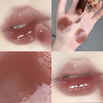 Retro Clear Lip Glaze Gloss Mirror Glitter Non Stick Cup Brighten Jelly Dark Lipstick Red Brown Dupes Lip Ink Tint Korean Makeup - Image 3