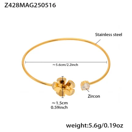 Nivora Stainless Steel Zircon Cuff Bracelet Rings For Women Ocean Style Scallop Starfish Flower Shape Bangle Wedding Jewelry Set - Image 10