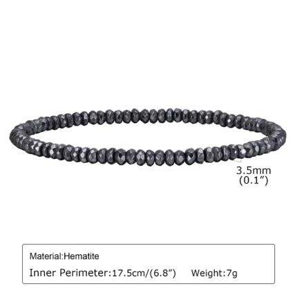 Vnox Stylish Black Triangle Beads Bracelets for Men Women, Stretch Unisex Gallstone Handmade Hematite Wristband Jewelry - Image 15